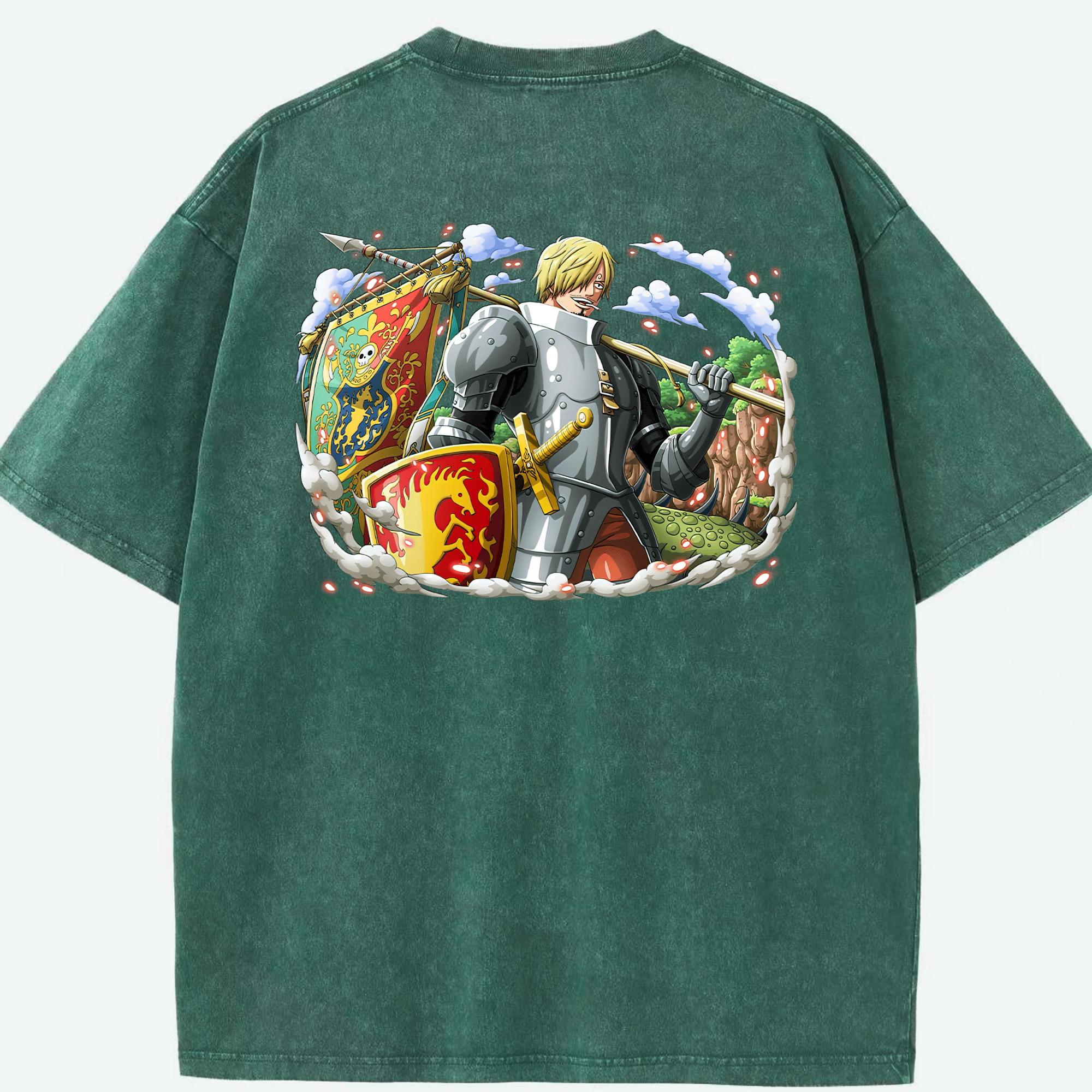ワンピース サンジ ONE PIECE Sanji 綿100% ヴィンテージ風 半袖Tシャツ（背面プリント）